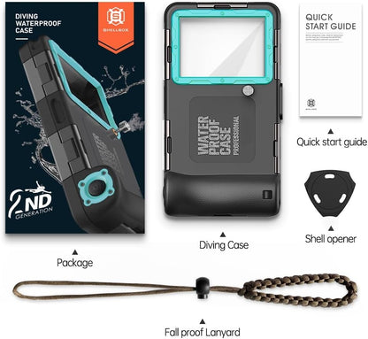 Hllhunkhe Universal Underwater Phone Case for Snorkeling, Professional Diving Waterproof Phone Case for iPhone 7-17 Pro/Pro Max/Plus/Mini, Galaxy S10-S25 Ultra/Plus and Most Phones,Black/Teal - color: Black/Teal