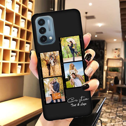 Custom Phone Case for OnePlus Nord N200 5G Multi-Picture Collages Text, Customized Personalized Phone Cover Anti-Scratch Soft Protective TPU Black Thin Cases 6.49-inch - color: Black 04 - Film, 4 Photos Name