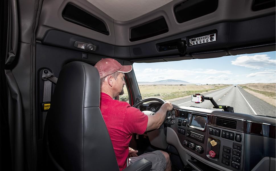 Truckules Truck Phone Mount + Dash Pad, 16.9" Long Holder, Semi, Red - color: Red