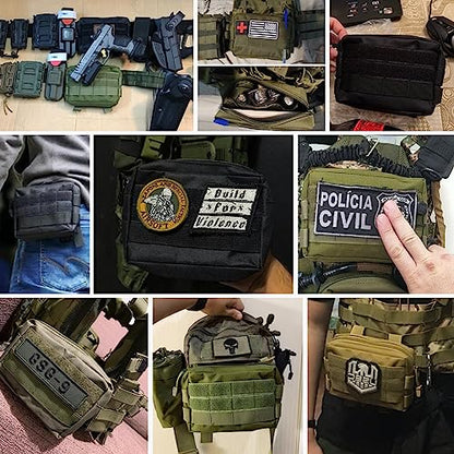 TRIWONDER Tactical Cigarette Pouch Molle Small Military Bag Battery Cigarette Case EDC Utility Card Holder Lighter Slot Mini Cigar Waist Pack - color: 07 Black - 2 Pack