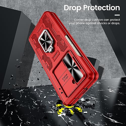 VEGO for Samsung Z Fold 5 Case with Belt Clip Holster and Kickstand - color: A-Red, size: Galaxy Z Fold 5