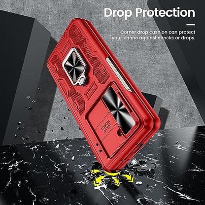 VEGO for Samsung Z Fold 5 Case with Belt Clip Holster and Kickstand - color: A-Red, size: Galaxy Z Fold 5