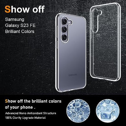 Silicone Clear for Samsung Galaxy S23 Fe Case,Thin with Comfort Grip | Soft Slim-Fit TPU Galaxy S23 Fe Phone Cover,Non-Slip,Shockproof Protection,Scrath-Resistant - size: s23 fe case