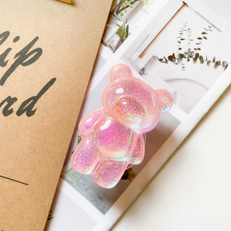 3D Gummy Bear Phone Grip Stand Cute Gummy Bear Style Expandable Collapsible Mobile Phone Grip Stand Holder Comfortable to Hold Phone Grips for Smartphone & Tablet Cell Phone (Pink) - color: Pink