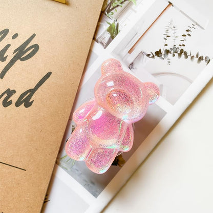 3D Gummy Bear Phone Grip Stand Cute Gummy Bear Style Expandable Collapsible Mobile Phone Grip Stand Holder Comfortable to Hold Phone Grips for Smartphone & Tablet Cell Phone (Pink) - color: Pink