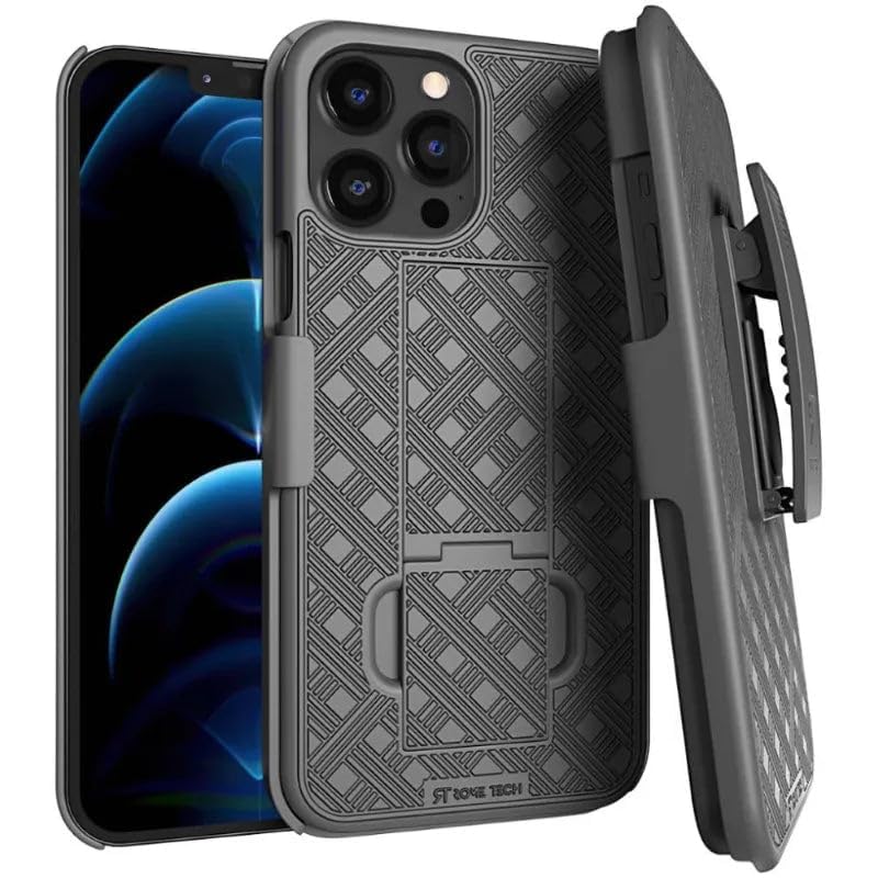 Designed for iPhone 12 Pro Max Case with Belt Clip Holster | Rugged Holster & Protective Phone Case Combo with Anti-Slip Texture - Black - style: iPhone 12 Pro Max