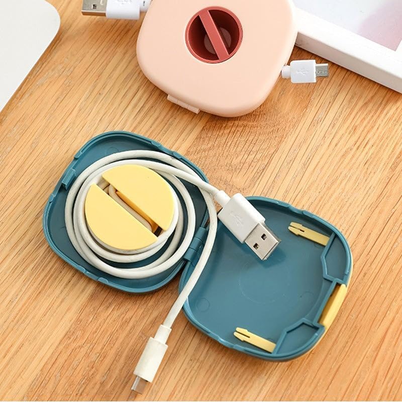 2 in 1 Cable Winder with Phone Stand, Durable Cable Organizer and Charging Stand, Portable Charging Cables Protective Case, for USB, Earphones (2BLUE) - color: 2BLUE