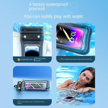 Waterproof Phone Pouch Case, IPX8 Rated, Touch Sensitive with 4-Layer Sealing, Universal Underwater Phone Dry Bag Black - color: black