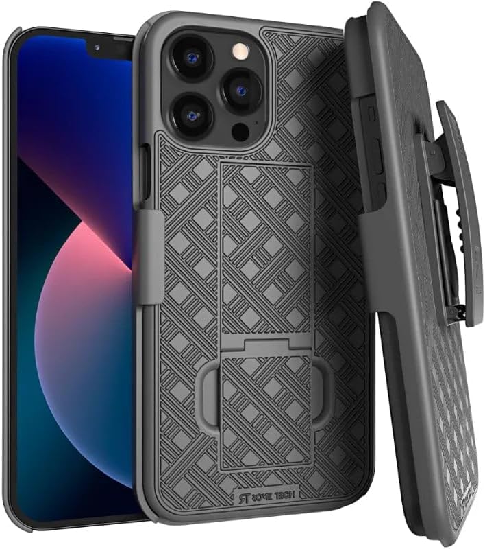 Designed for iPhone 13 Pro Case with Belt Clip Holster | Rugged Holster & Protective Phone Case Combo with Anti-Slip Texture - Black - style: iPhone 13 Pro