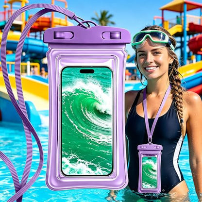 Universal Phone Dry Bag Waterproof Case for Smartphone, Touch Screen Friendly Floatable Pouch for Swimming Beach Boating Kayak (Purple) - color: Purple