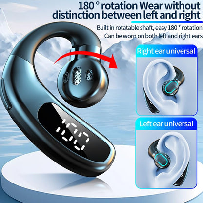 Open Ear Bluetooth 5.5 Wireless Earbuds 180° Rotatable Design Single Earpiece LED Display 72H Playtime Ear Headset for Cell Phone