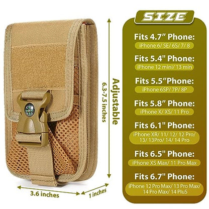 SOWHUP Tactical Molle Pouch Cell Phone Pouch Holster Small Utility EDC Pouch Gadget Organizer Bag - color: Tan3