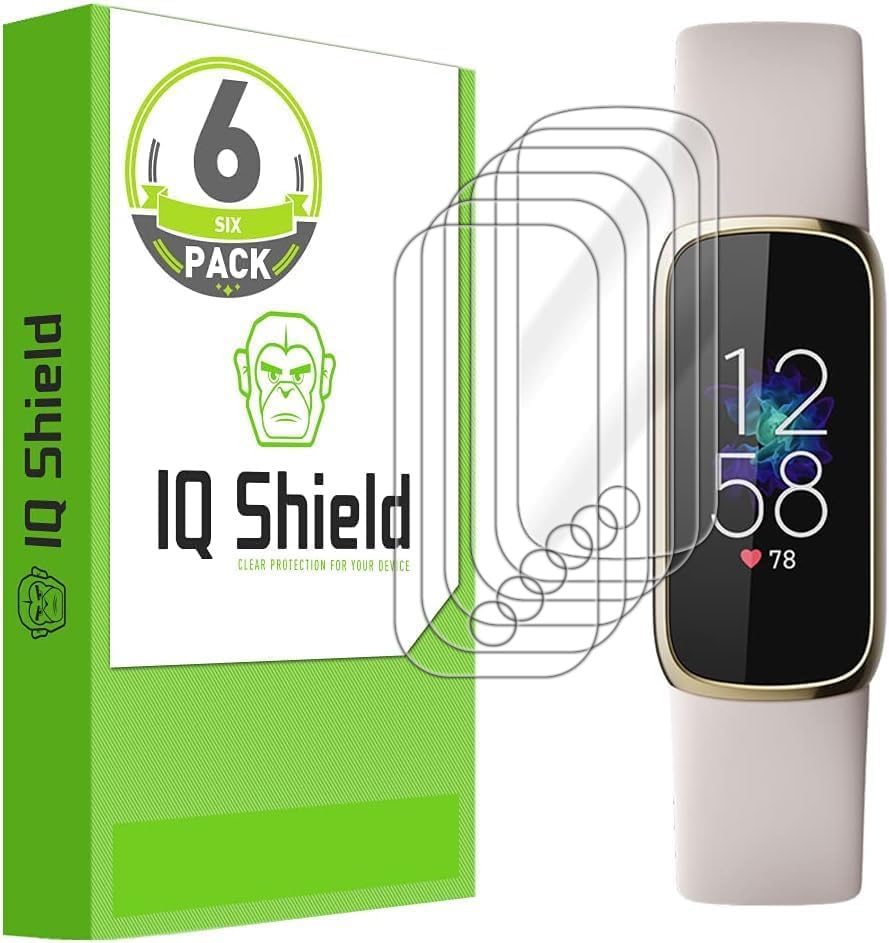 IQShield 6 Pack Screen Protector for Fitbit Luxe, Easy Install, Ultra Thin, Anti-Scratch, Anti-Bubble, Clear TPU Film - size: 0.75 INCH