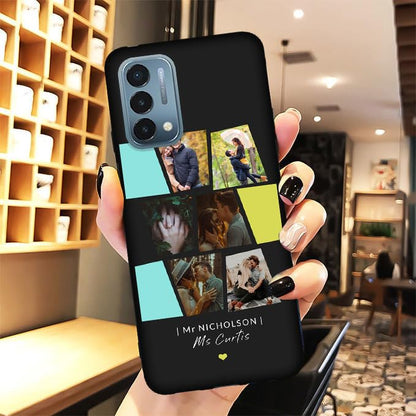 Personalize Photo Phone Case for OnePlus Nord N200 5G - Picture Image Text Name Collage Customization, Thin Soft TPU Silicone Black N 200 5 G Mobilephone Covers Memorial Gift Lovers - color: Black 11 - Stones, 6 Photos Name