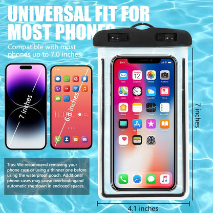 Waterproof Phone Pouch 2 Pack Universal IPX8 Waterproof Cell Phone Dry Bags for iPhone 17/16/15/14/13 Pro Max Beach Pool Kayak Cruise - color: Black&Pink