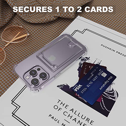 for iPhone 14 Pro Crystal Clear Card Case, [Slim & Protection][Up to 2 Cards] Anti-Yellowing Flexible TPU Wallet Case with Card Holder for iPhone 14 Pro 6.1" 2022 - size: iPhone 14 Pro