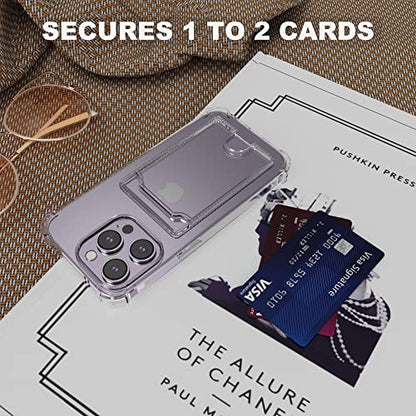 【Upgrade】 for iPhone 14 Pro Max Crystal Clear Card Case, [Slim & Protection][Up to 2 Cards] Anti-Yellowing Flexible TPU Wallet Case with Card Holder for iPhone 14 Pro Max 6.7" 2022 - size: iPhone 14 Pro Max