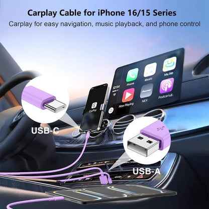 40W USB C Car Charger, Dual Port USB-C & USB-A Car Fast Charging Adapter - color: Purple, size: 3ft