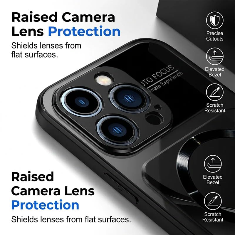 Stylish Magnetic Shockproof Phone Case, Tempered Glass, Slim Protective Cover Raised Camera Lens Non-Slip Alloy Frame Magnetic Wireless Charging Case for iPhone 12 13 14 15 16 17 (Red, 16 Pro Max) - color: Red