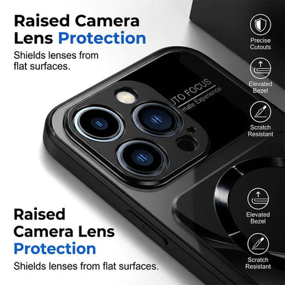 Stylish Magnetic Shockproof Phone Case, Tempered Glass, Slim Protective Cover Raised Camera Lens Non-Slip Alloy Frame Magnetic Wireless Charging Case for iPhone 12 13 14 15 16 17 (Red, 16 Pro Max) - color: Red