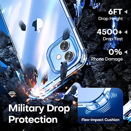 CANSHN Clear Shockproof for iPhone 12 Case/iPhone 12 Pro Case | Crystal Clear, Military-Grade Protection, Scratch Resistant, Anti-Slip, Slim Fit, Wireless Charging Compatible - color: Clear