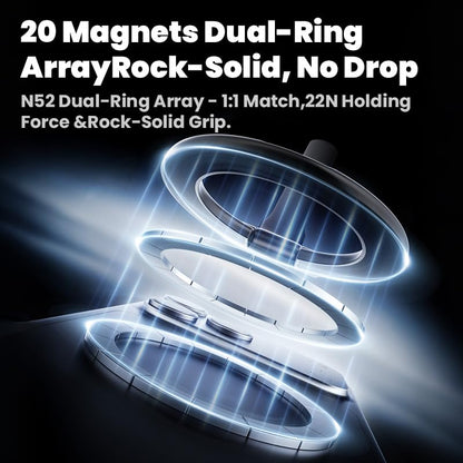 Magnetic Car Phone Mount 2-in-1 Detachable Ring Stand for Desk & Dashboard