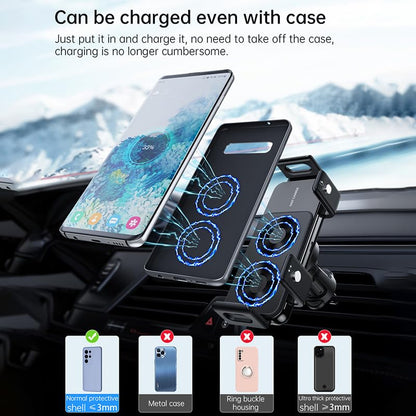 Dual Coil Fold Screen 15W Car Wireless Charger Phone Holder Stand Mount for iPhone 17 16 15 14 13 12 Pro Max Samsung Galaxy Z Fold 7 6 5 4 S24 (Standard(NO Sucker))