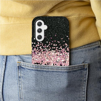 Pink Glitter Leopard Phone Case for Samsung Galaxy S25, Dual Layer Shockproof Rugged Cover with Soft TPU + Hard PC, Anti-Scratch Slim Fit Wireless Charging Compatible - color: Pink Glitter Leopard, size: 6.2" Galaxy S25