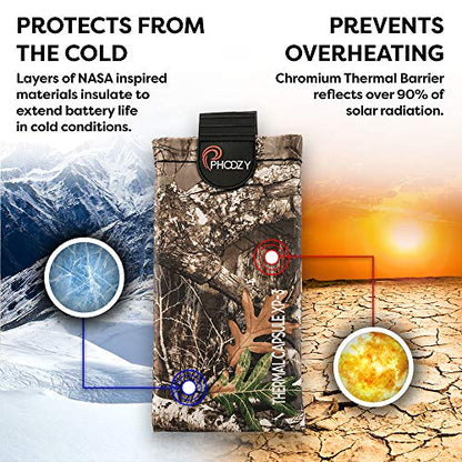 PHOOZY Thermal Phone Case - XP3 Series: Ultra-Rugged Insulated Cell Phone Pouch Prevents Overheating, Extends Battery Life, Provides Drop Protection and Floats in Water (Large - Realtree Edge)