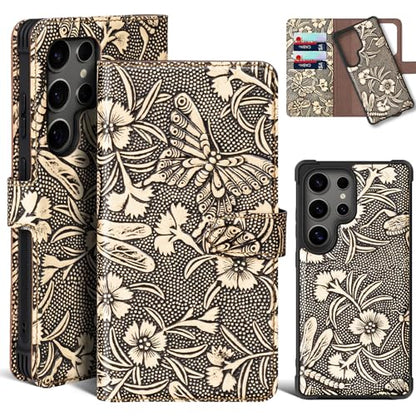 Magnetic Detachable Wallet Case for Samsung Galaxy S26 Ultra White | 2-in-1 Detachable, Genuine Leather, Flip Folio with Card Slots, RFID Blocking, Shockproof Protection - color: White, size: S26 Ultra - 6.9''