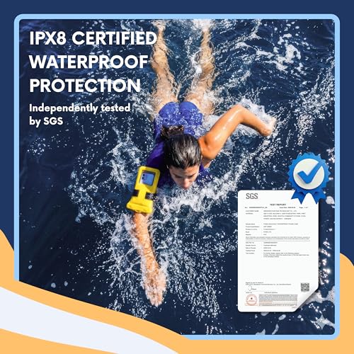 AQUAVAULT Floating Waterproof Phone Pouch, IPX8 Underwater, Large, 2 Pack | Underwater Phone Pouch with Dual Compartment for Phone & Valuables, Armband + Lanyard, Fits iPhone 17/16/15 Pro Max, S26/S25 - color: Black and Yellow