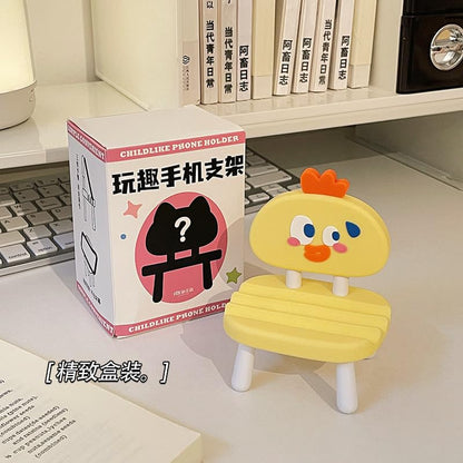 Super Cute Funny Face Animal Chair Cell Phone Stand, Adjustable Mobile Phone Support‌ Holder‌ Cellphone Mount‌ for Desk, Compatible with Phone 17 16 15 14 13, Smartphone Pad Tablet-Yellow Chicken - color: Yellow Chicken