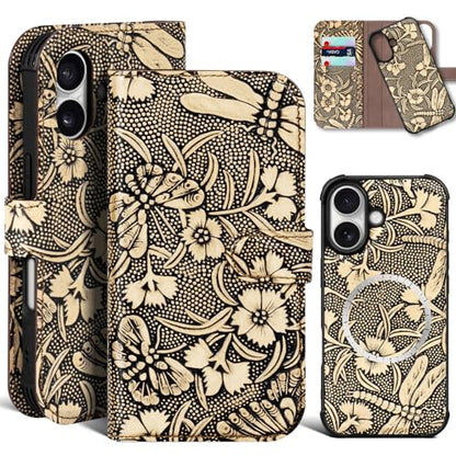 Genuine Leather Wallet Case for iPhone 17 White | 2-in-1 Magnetic Detachable, Flip Folio Cover, Card Slots, RFID Blocking, Shockproof Protection - color: White, size: 17 6.3‘’
