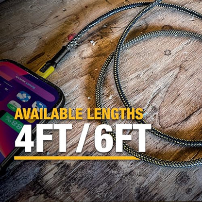 DEWALT Heavy Duty 100W USB C Cable, Jobsite 100 Watt USB C Cable, 4 ft - size: 4FT
