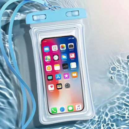IPX8 Waterproof Phone case, Floating Waterproof Phone Pouch with Adjustable Lanyard & Airbag Heavy-Duty Protection, 7.2" Clear Cellphone Dry Bags for Vacation Beach Pool Cruise Travel Essentials-Blue - color: Blue