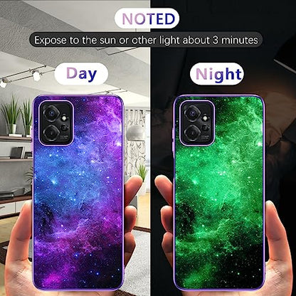 GUAGUA Compatible with Motorola Moto G Power 5G Case 2023 6.5 Inch Glow in The Dark, Noctilucent Luminous Space Nebula Slim Fit Cover Protective Anti Scratch Cases for Moto G Power 2023, Blue Nebula