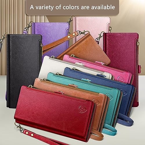 XcaseBar Compatible with ‌Samsung Galaxy S26 Wallet case with Zipper Credit Card Holder【RFID Blocking】,Flip Folio Book PU Phone case Shockproof Cover Women Men for Samsung S26 case Blue Green - color: Blue Green, size: Samsung Galaxy S26