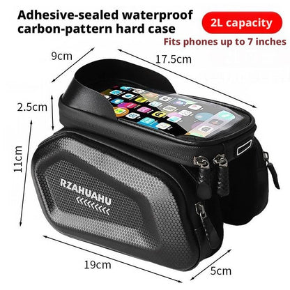 Waterproof Hard Shell Bike Frame Bag, Touch Screen Phone Holder Bag, MTB Cycling Storage Bag,Gift for Dad/Men