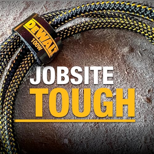 DEWALT Heavy Duty 100W USB C Cable, Jobsite 100 Watt USB C Cable, 4 ft - size: 4FT