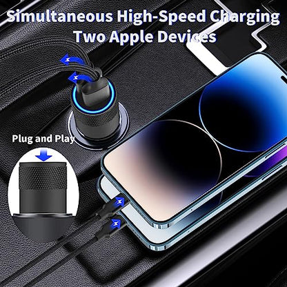 Apple MFi Certified iPhone Car Charger Fast Charging 4.8A Car Phone Charger - color: Ebony Black