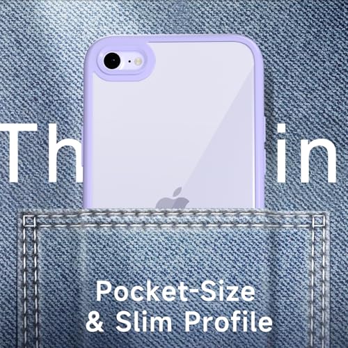 LoeoeL for iPhone SE 2022/2020/ 7/8 Case Clear, Transparent Hybrid SE Phone Case [Hard Plastic & Soft Silicone Bumper] Acrylic Non Yellowing Thin Slim Protective Cover, Purple Lavender - color: Lilac, size: SE / 7 / 8