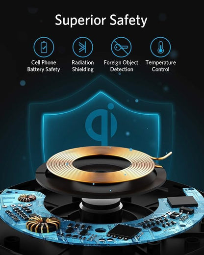 Anker 313 Qi-Certified 10W Fast Wireless Charger Pad - color: Black