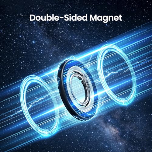 Magnetic Phone Ring Holder Grip Stand Dual Magnet Strong Magnetic Force - color: Black