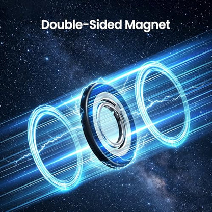 Magnetic Phone Ring Holder Grip Stand Dual Magnet Strong Magnetic Force - color: Black