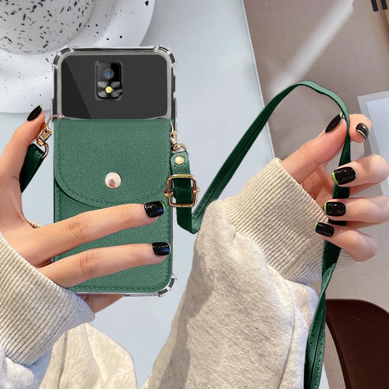 for Hotpepper Tepin Case with Credit Card Holder for Women/Girly, Hot Pepper Wallet Purse Leather PU, Card Slots, Stand, Detachable Lanyard Strap Crossbody Magnetic Buttons Cover (Green) - color: Green