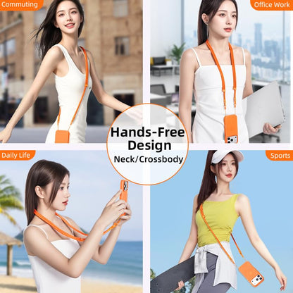 Phone Lanyard Phone Strap Crossbody Compatible with iPhone 17/Air/Pro/Max All Phone Cases with 2 Charms Dual Holes 1 TPU Tab 360° Hook Adjustable Hands-Free Shoulder Neck Camera Strap Anti Theft Black - color: A-black