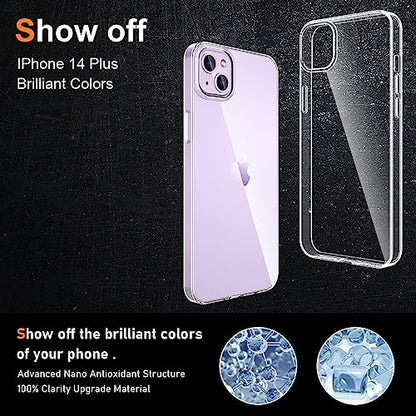 Crystal Clear iPhone 14 Plus Case.Soft Slim Fit Transparent Plastic TPU Protective Silicone Cover Phone Cases for iPhone 14 Plus [Slim Thin & Comfort Grip] [Shockproof] - size: iPhone 14 plus case