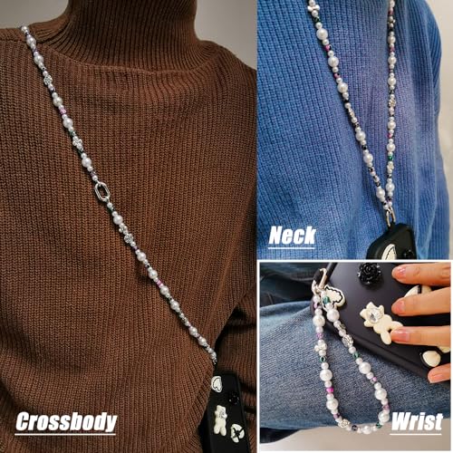 Phone Crossbody Strap, 2in1 Wrist Charm&Shoulder Lanyard,3Ways Usage Free to Assembly and Disassembly Phone Strap with Tether Patches for Most Phones Bag Purse (R) - color: O