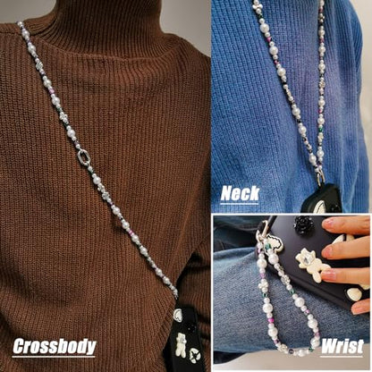 Phone Crossbody Strap, 2in1 Wrist Charm&Shoulder Lanyard,3Ways Usage Free to Assembly and Disassembly Phone Strap with Tether Patches for Most Phones Bag Purse (R) - color: O