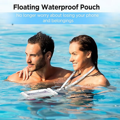IPX8 Waterproof Phone case, Floating Waterproof Phone Pouch with Adjustable Lanyard & Airbag Heavy-Duty Protection, 7.2" Clear Cellphone Dry Bags for Vacation Beach Pool Cruise Travel Essentials-Pink - color: Pink